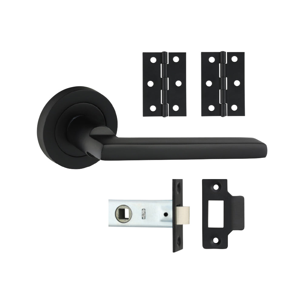 This is an image of Timco - Radmore Lever On Rose Door Pack - Matt Black Mixed (1 Each Box) 200836