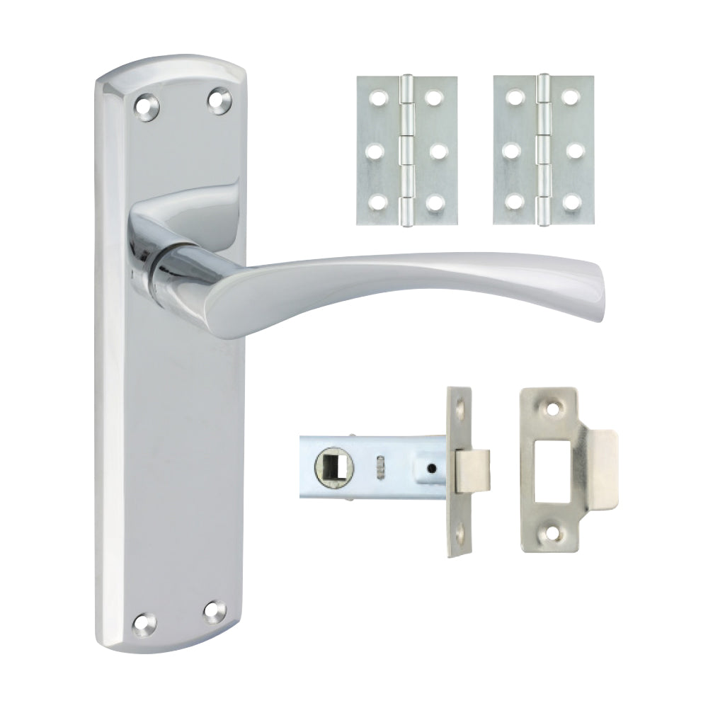 This is an image of Timco - Zeta Latch Door Pack - Polished Chrome Mixed (1 Each Box) 200853