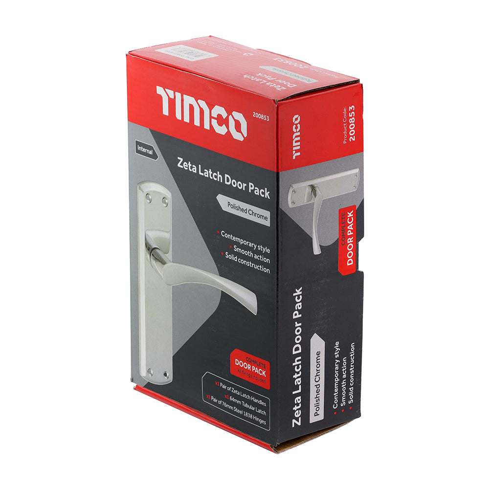 This is an image of Timco - Zeta Latch Door Pack - Polished Chrome Mixed (1 Each Box) 200853
