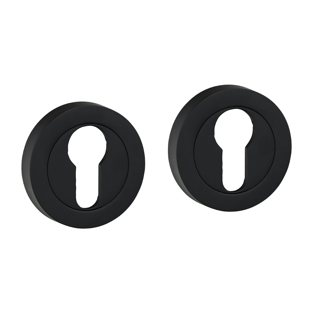 This is an image of Timco - Euro Profile Escutcheon - Matt Black 51mm (1 Pairs Blister Pack) 200880