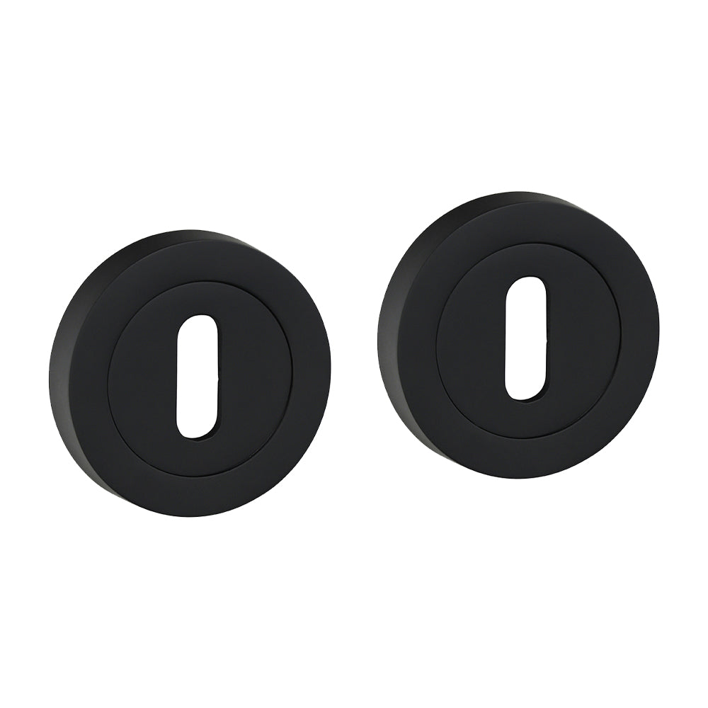 This is an image of Timco - Standard Profile Escutcheon - Matt Black 51mm (1 Pairs Blister Pack) 200941