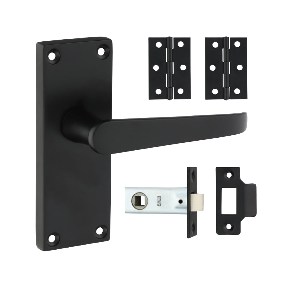 This is an image of Timco - Victorian Straight Latch Door Pack - Matt Black Mixed (1 Each Box) 200952