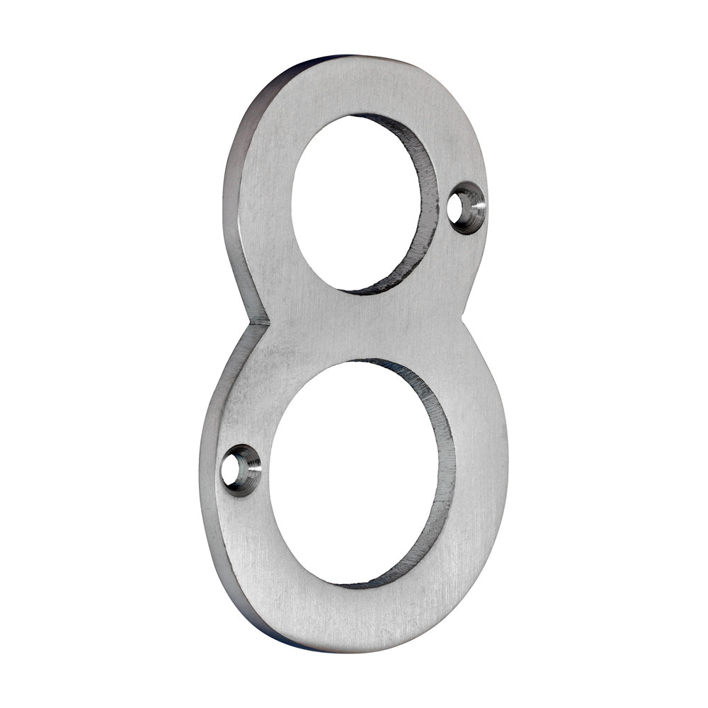 This is an image of Timco - Door Numeral 8 - Satin Chrome 75mm (1 Each TIMpac) 200964P