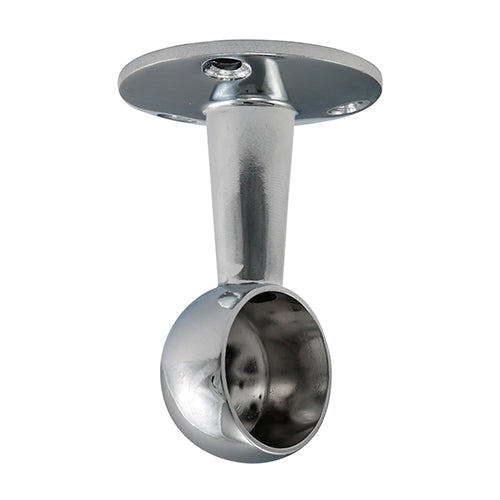 This is an image of Timco - End Bracket - For Round Tube - Polished Chrome 25mm (2 Pieces Bag) 204125