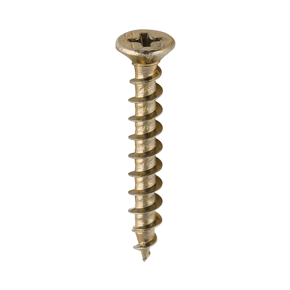 This is an image of Timco - Window Fabrication Screws - Countersunk with Ribs - PH - Single Thread - Gimlet Point - Yellow 4.3 x 30mm - (1000 PCS Box) 205Y