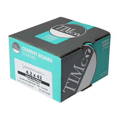 This is an image of Timco - Drywall Construction Timber Stud Cement Board Screws - PH - Countersunk Wafer - Twin-Cut - Exterior - Silver Organic 4.2 x 32mm - (200 PCS Box) 217283