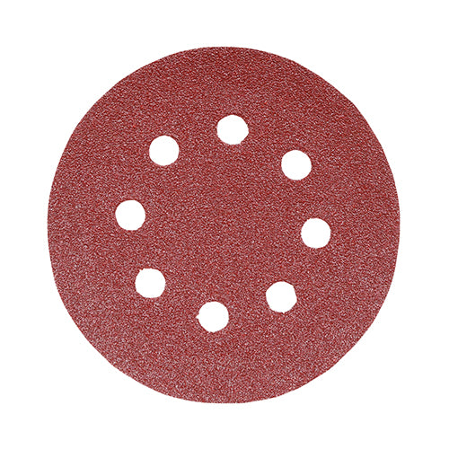 This is an image of Timco - Random Orbital Sanding Discs - 120 Grit - Red 125mm (5 Pieces Pack) 231378