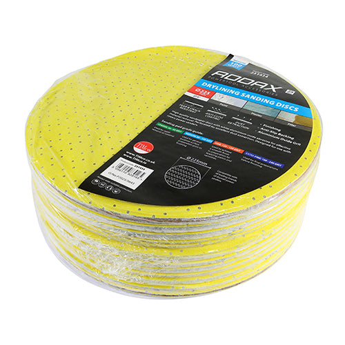 This is an image of Timco - Drylining Sanding Discs - 100 Grit - Yellow 225mm (25 Pieces Pack) 231434