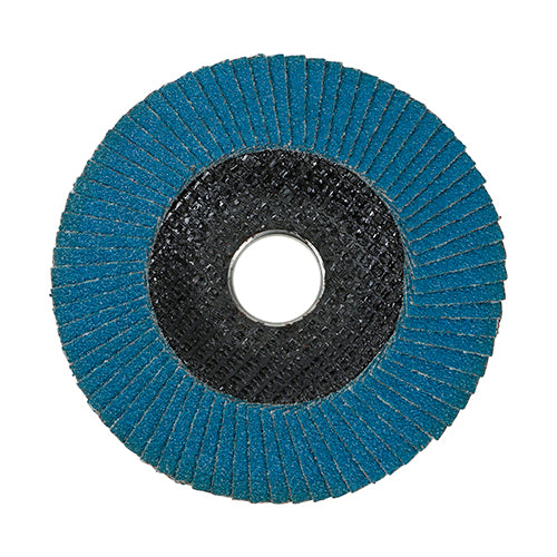 This is an image of Timco - Set of Flap Discs - Zirconium - Type 29 Conical - P40 Grit 115 x 22.23 (10 Pieces Box) 231444