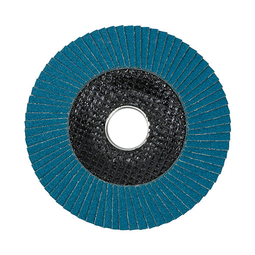 This is an image of Timco - Set of Flap Discs - Zirconium - Type 29 Conical - P80 Grit 115 x 22.23 (10 Pieces Box) 231862