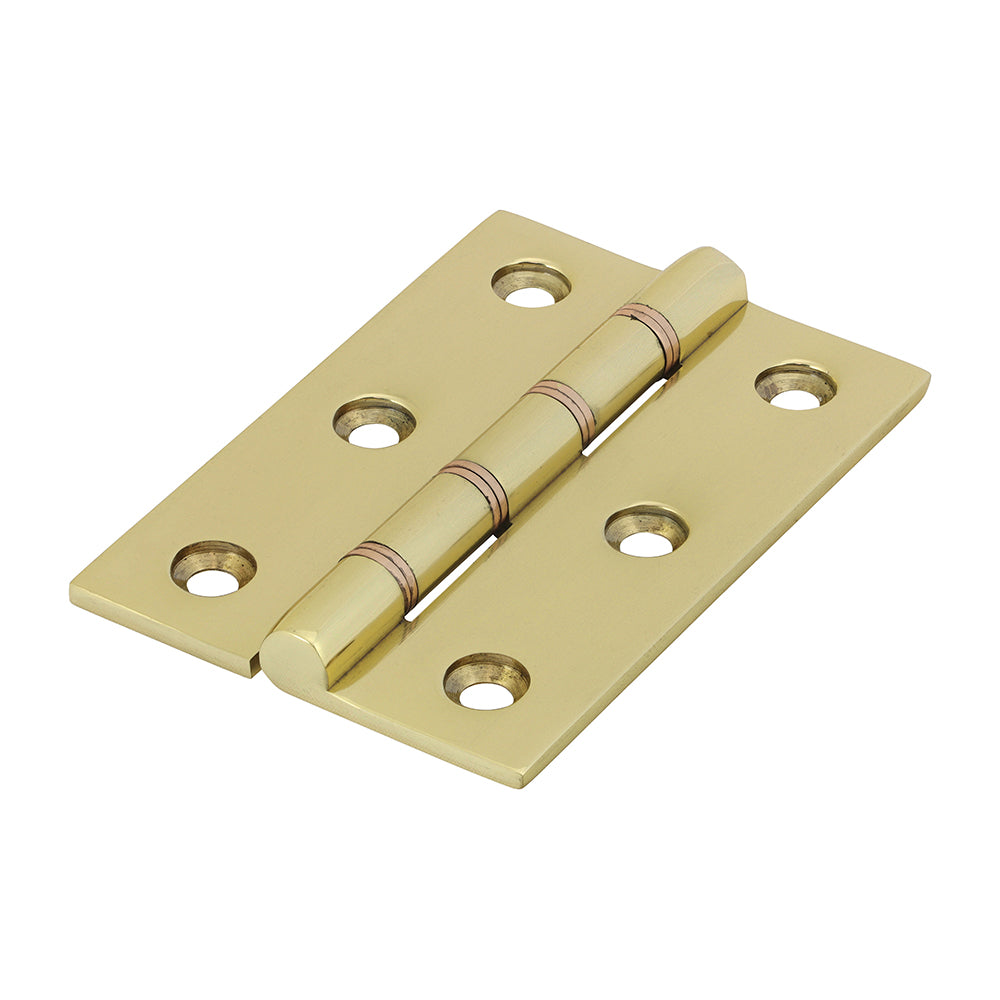 This is an image of Timco - Double Phosphor Bronze Washered Butt Hinge - Solid Brass - Polished Brass 76 x 50 (1 Pairs Box) 234158