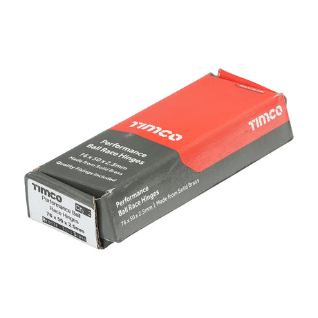 This is an image of Timco - Performance Ball Race Hinge - Solid Brass - Bronze 76 x 50 (1 Pairs Box) 234185