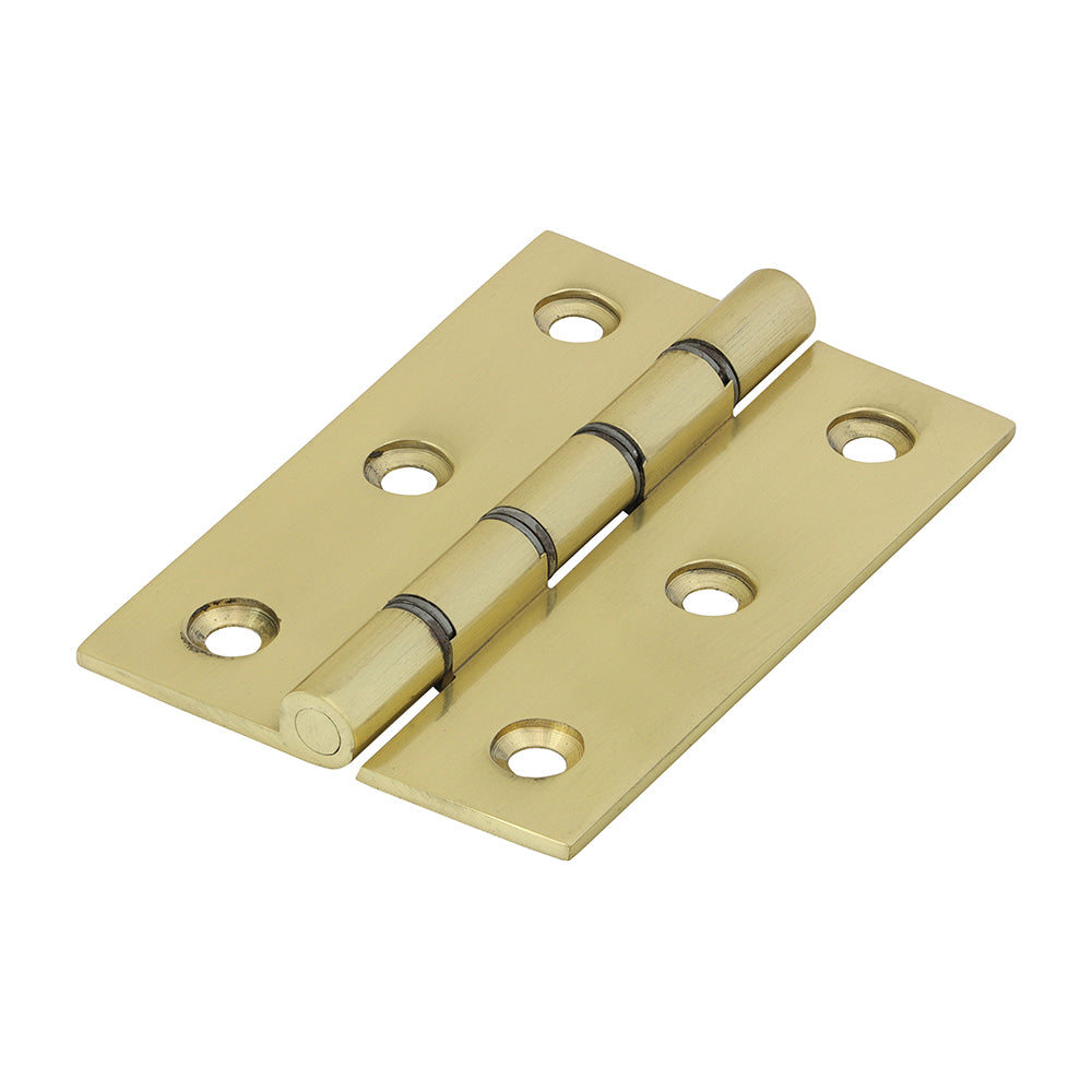 This is an image of Timco - Double Steel Washered Butt Hinge - Solid Brass - Polished Brass 76 x 50 (1 Pairs Bag) 234555
