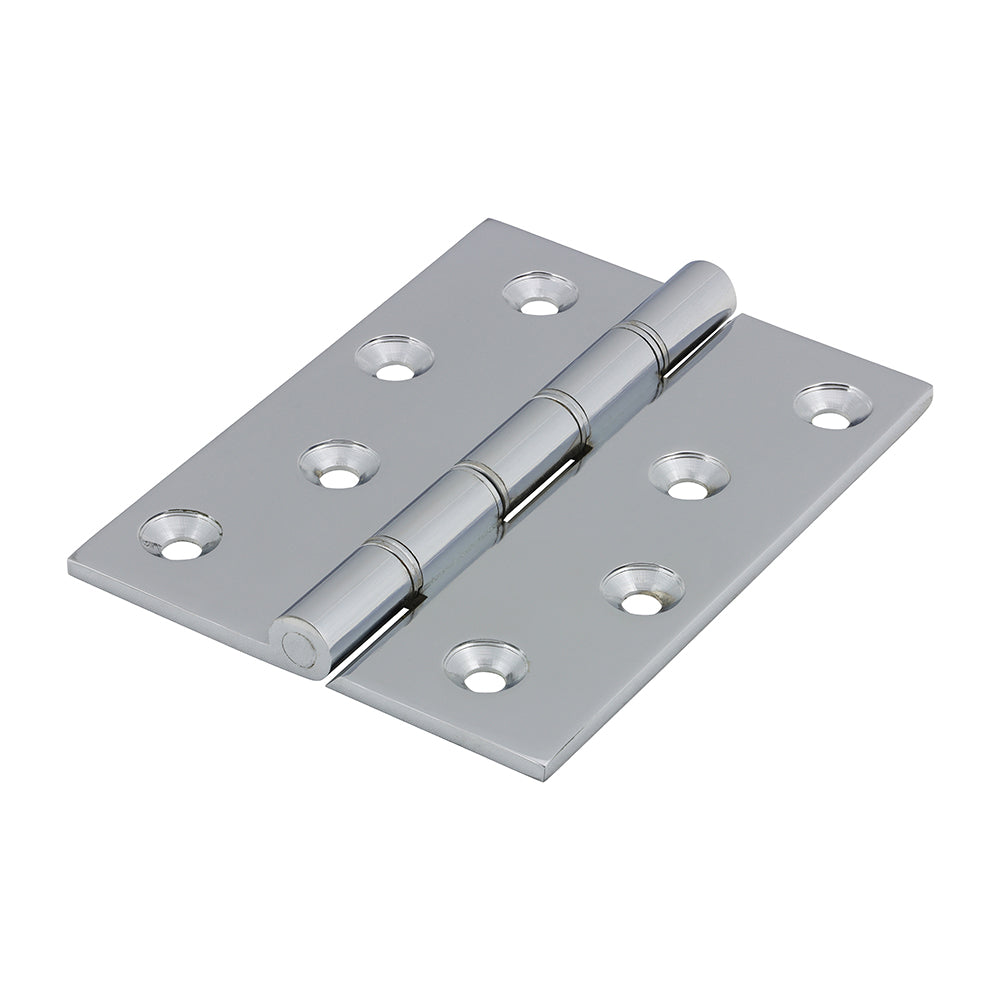 This is an image of Timco - Double Stainless Steel Washered Butt Hinge - Solid Brass - Polished Chrome 102 x 75 (1 Pairs Box) 234708