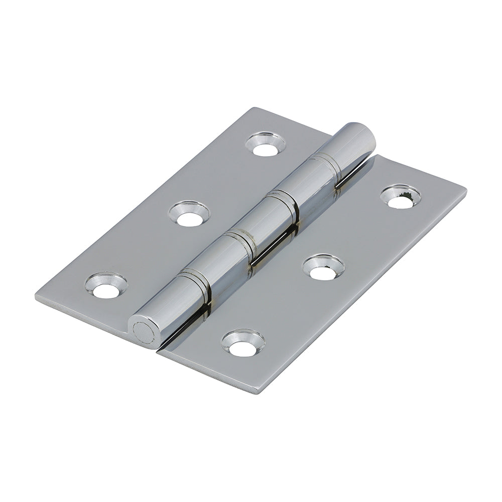 This is an image of Timco - Double Steel Washered Butt Hinge - Solid Brass - Polished Chrome 76 x 50 (1 Pairs Bag) 234731