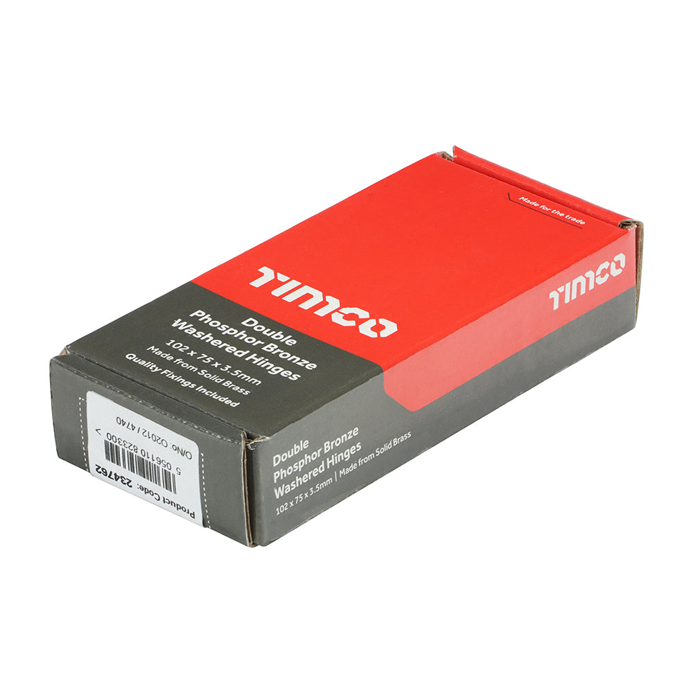 This is an image of Timco - Double Phosphor Bronze Washered Butt Hinge - Solid Brass - Bronze 102 x 75 (1 Pairs Box) 234762