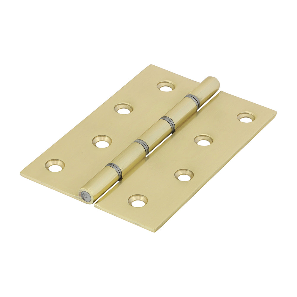 This is an image of Timco - Double Steel Washered Butt Hinge - Solid Brass - Polished Brass 102 x 67 (1 Pairs TIMbag) 234898P