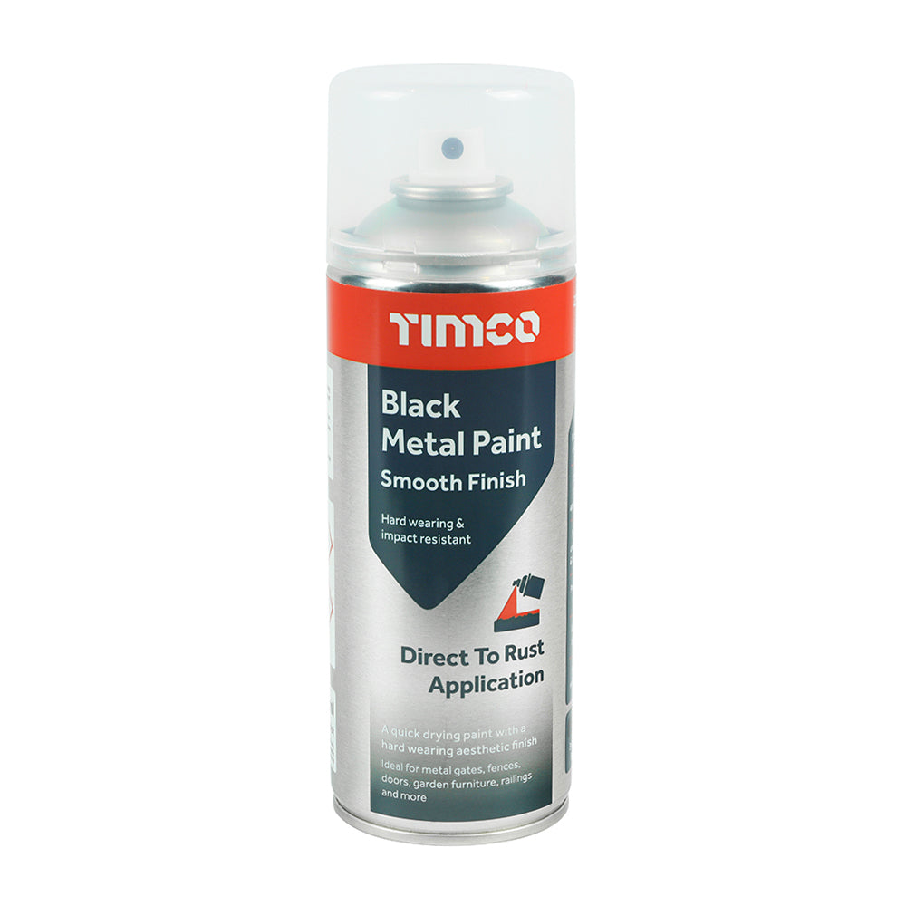 This is an image of Timco - Black Metal Paint - Smooth Finish 380ml (1 Each Can) PCS237006