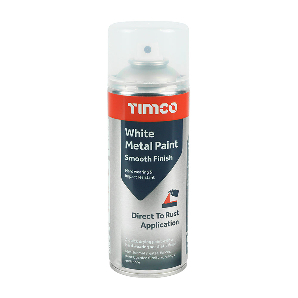 This is an image of Timco - White Metal Paint - Smooth Finish 380ml (1 Each Can) PCS237007