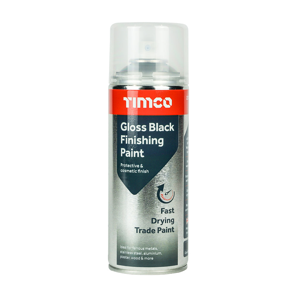 This is an image of Timco - Gloss Black Finishing Paint 380ml (1 Each Can) PCS237190