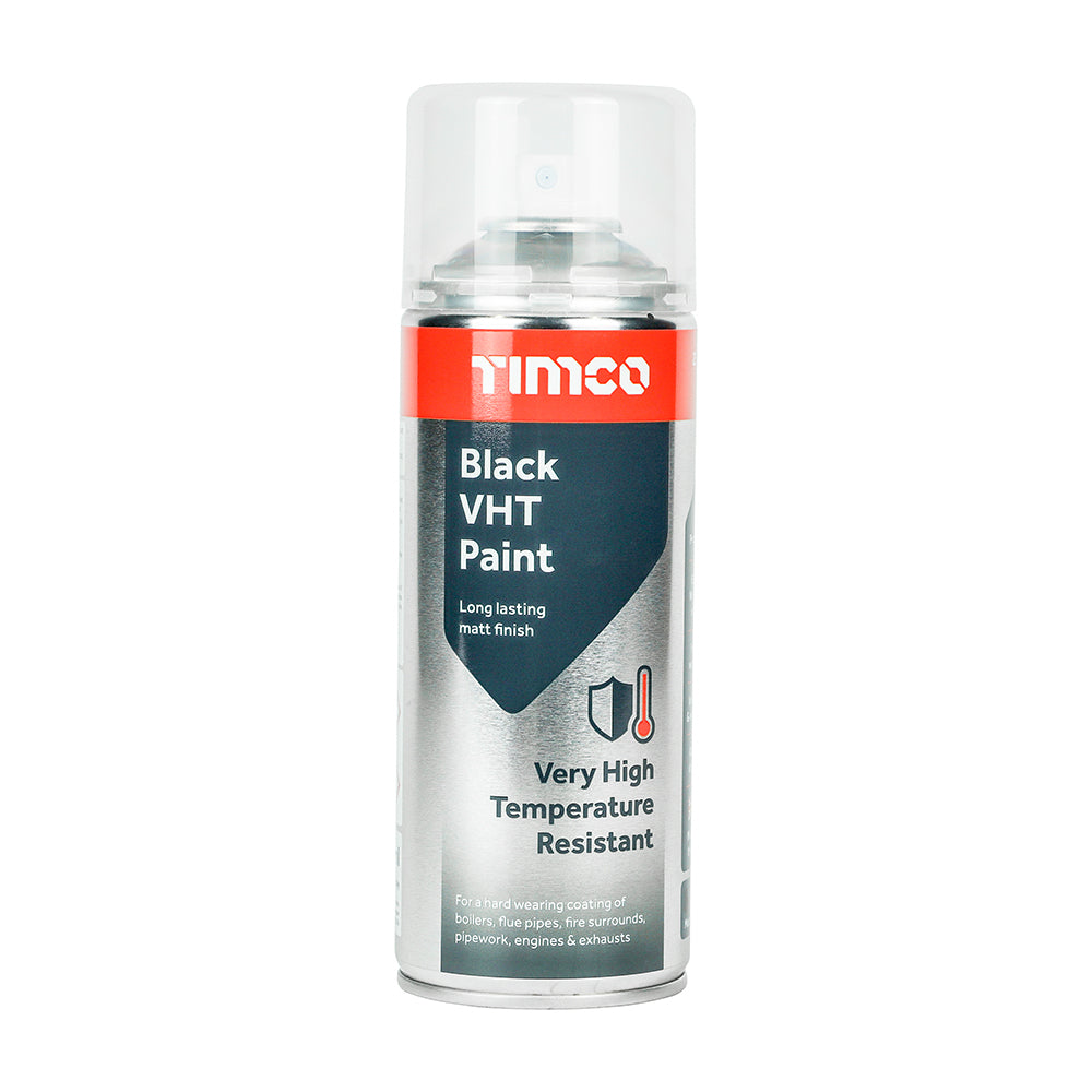 This is an image of Timco - Black VHT Paint 380ml (1 Each Can) PCS237896