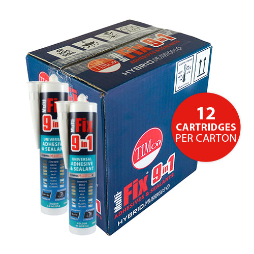 This is an image of Timco - 9 in 1 Universal Adhesive & Sealant - White 290ml (1 Each Cartridge) PCS247468