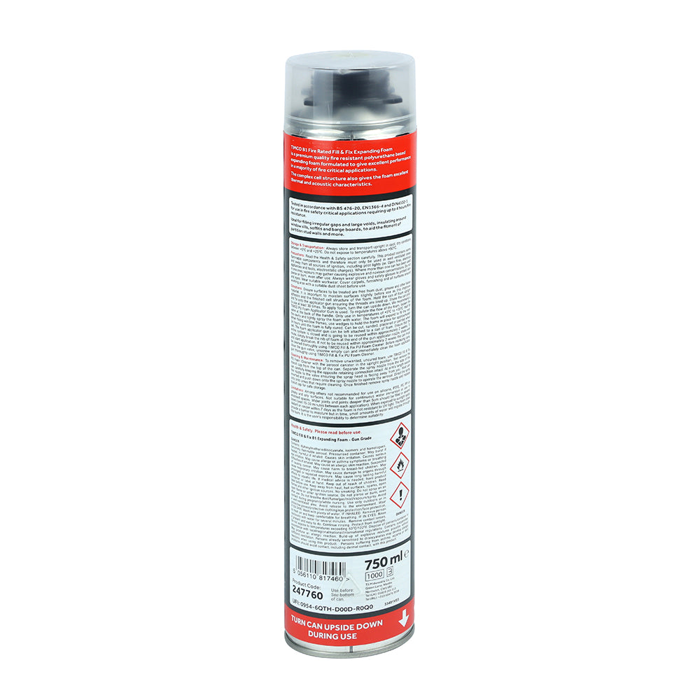 This is an image of Timco - B1 Fill & Fix Expanding PU Foam - Gun Grade 750ml (1 Each Can) PCS247760