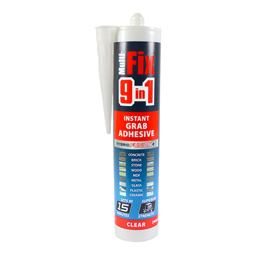 This is an image of Timco - 9 in 1 Instant Grab Adhesive - Clear 290ml (1 Each Cartridge) PCS247972