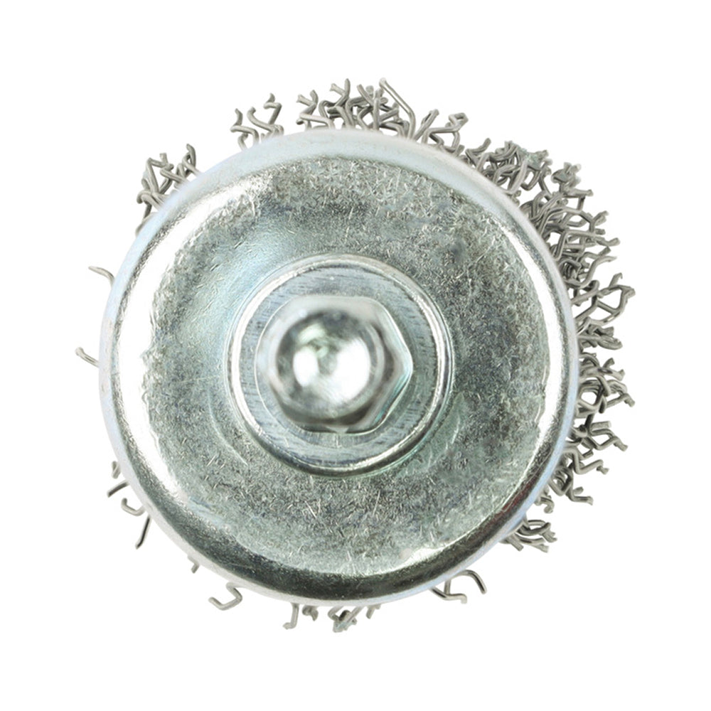 This is an image of Timco - Drill End Brush - Crimped Steel Wire 25mm (1 Each Blister Pack) 25SEC