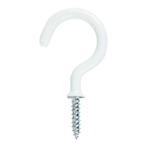 This is an image of Timco - Cup Hooks - Round - White 25mm (6 Pieces TIMpac) 25SHWP