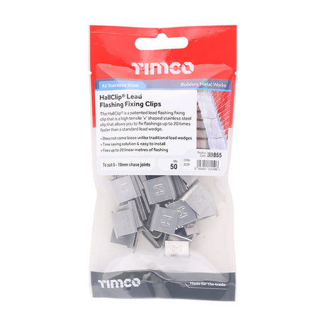 This is an image of Timco - HallClip® Lead Flashing Fixing Clips 6 - 18mm (50 Pieces TIMpac) 269855