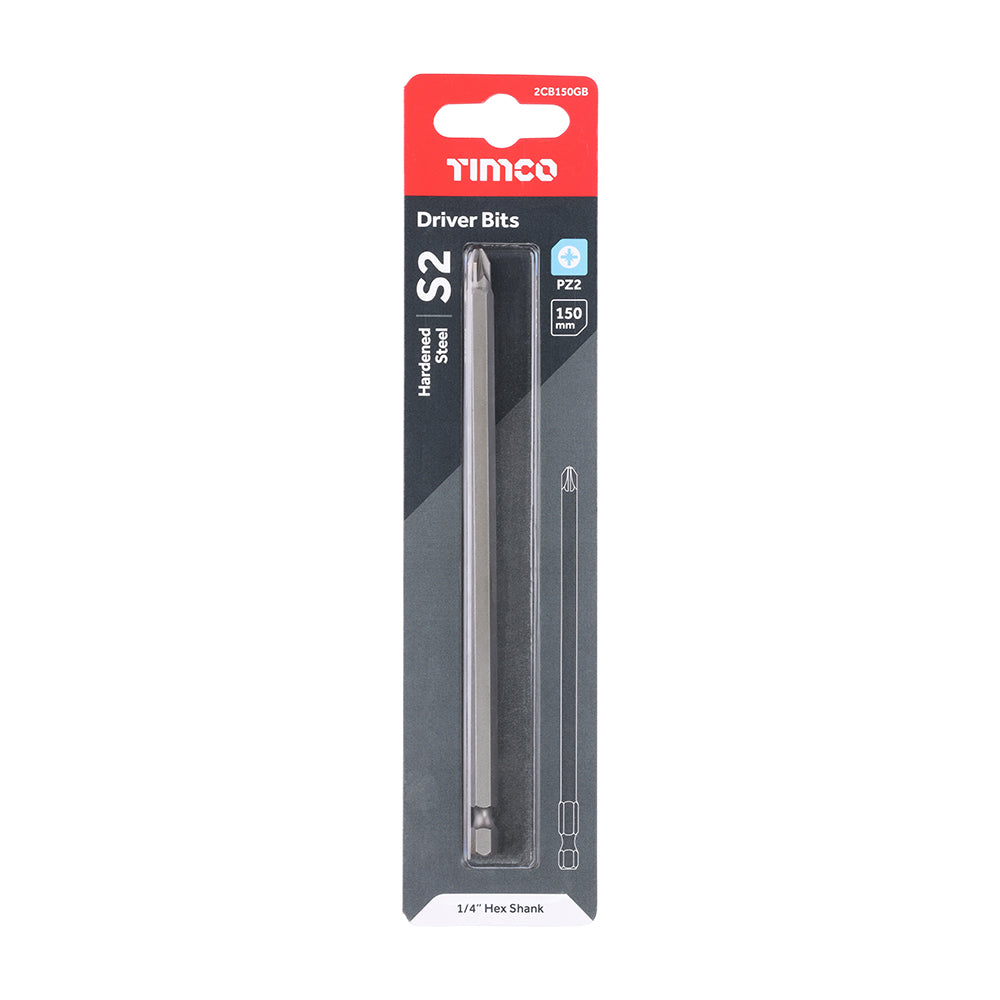 This is an image of Timco - S2 Driver Bits - PZ No.2 x 150 (1 Each Blister Pack) 2CB150GB