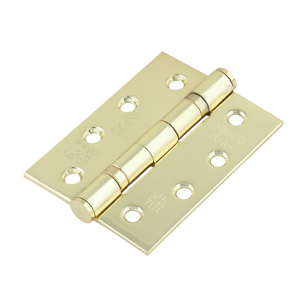 This is an image of Timco - Grade 13 Fire Door Hinges - Electro Brass Stainless Steel 101 x 76 x 3 (1 Pairs Box) 334027