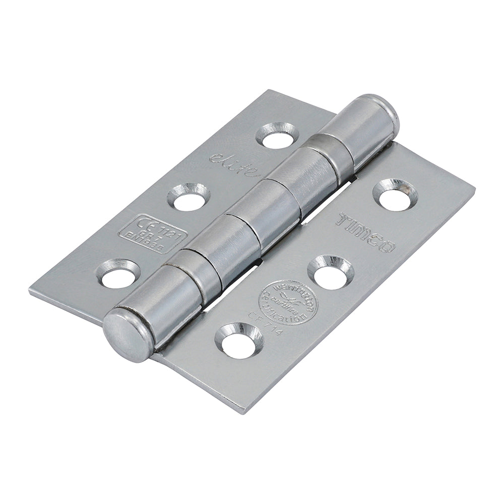 This is an image of Timco - Grade 7 Ball Bearing Fire Door Hinges - Polished Chrome 76 x 50 x 2.0 (1 Pairs TIMpac) 334159P