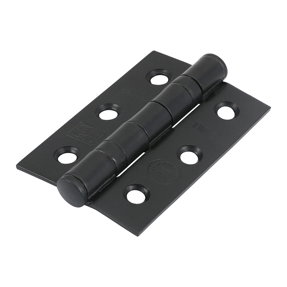 This is an image of Timco - Grade 7 Ball Bearing Fire Door Hinges - Epoxy Black 76 x 50 x 2.0 (1 Pairs TIMpac) 334321P