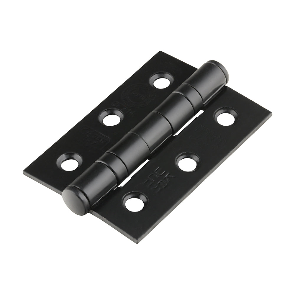 This is an image of Timco - Grade 7 Fire Door Hinges - Epoxy Black 76 x 50 x 2.0 (1 Pairs Box) 334321