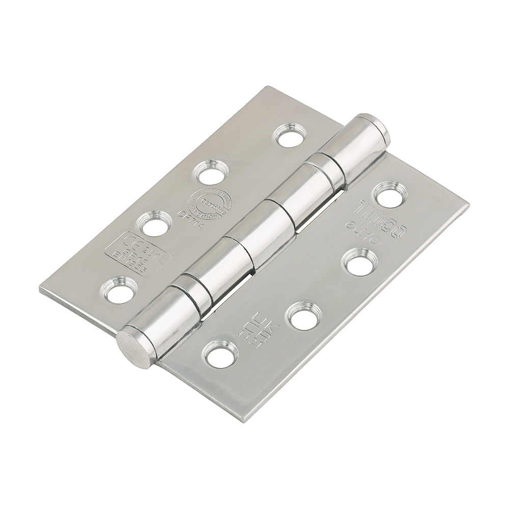 This is an image of Timco - Grade 13 Fire Door Hinges - Polished Stainless Steel 101 x 76 x 3 (1 Pairs Box) 334457