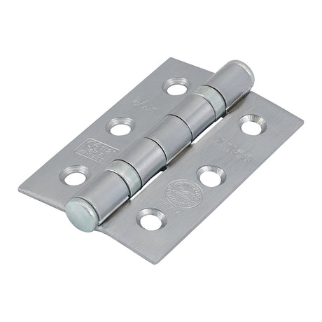 This is an image of Timco - Grade 7 Ball Bearing Fire Door Hinges - Satin Chrome 76 x 50 x 2.0 (1 Pairs TIMpac) 334654P