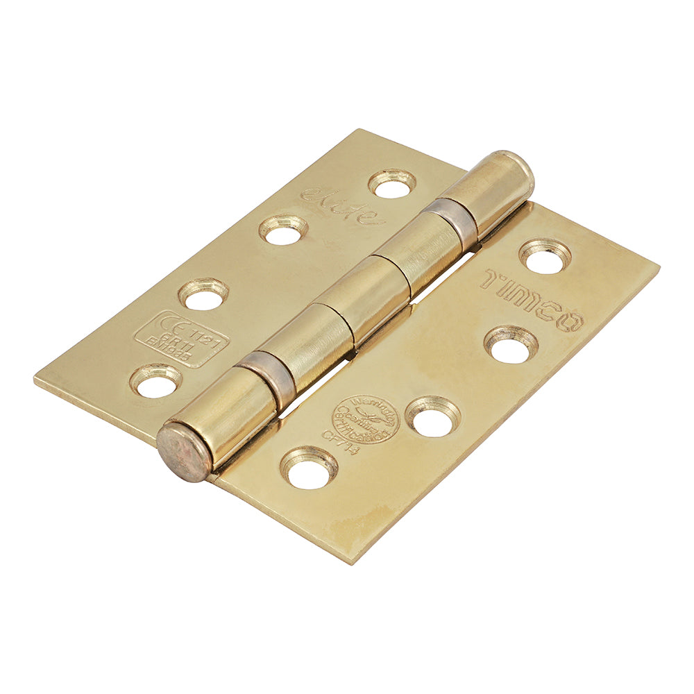 This is an image of Timco - Grade 11 Fire Door Hinges - Electro Brass 101 x 76 x 2.6 (1 Pairs Box) 334753