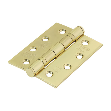 This is an image of Timco - Grade 13 Fire Door Hinges - Electro Brass Stainless Steel 101 x 76 x 3 (1 Pairs Blister Pack) 334777