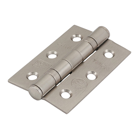 This is an image of Timco - Grade 7 Fire Door Hinges - Satin Nickel 76 x 50 x 2.0 (1 Pairs Box) 334789