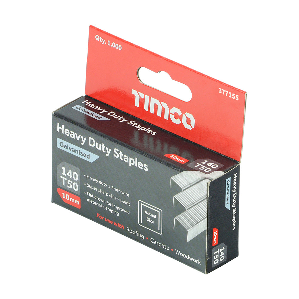 This is an image of Timco - Heavy Duty Staples - Chisel Point - Galvanised - Bulk Box 10mm (5000 PCS Box) 377155