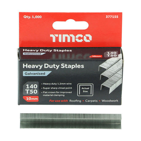 This is an image of Timco - Heavy Duty Staples - Chisel Point - Galvanised - Bulk Box 10mm (5000 PCS Box) 377155