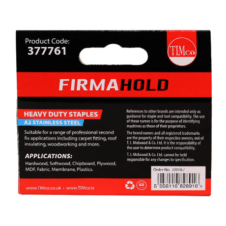 This is an image of Timco - Heavy Duty Staples - Chisel Point - A2 Stainless Steel 8mm (1000 PCS Box) 377761