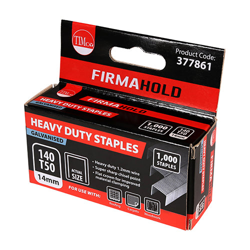 This is an image of Timco - Heavy Duty Staples - Chisel Point - Galvanised 14mm (1000 PCS Box) 377861