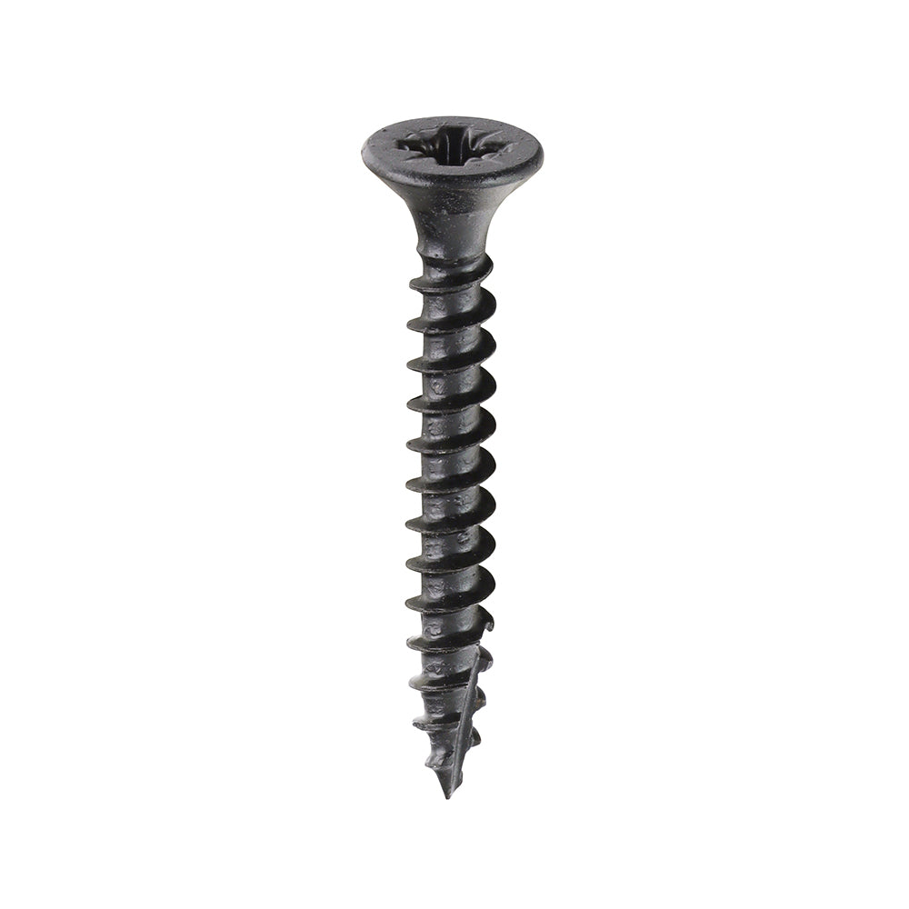 This is an image of Timco - Classic Multi-Purpose Screws - PZ - Double Countersunk - Exterior - Black Organic 4.0 x 30mm - (200 PCS Box) 40030CLAB