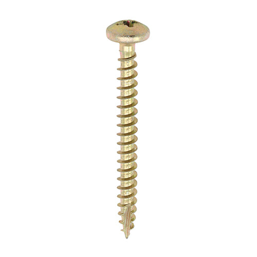 This is an image of Timco - Classic Multi-Purpose Screws - PZ - Pan Head - Yellow 4.0 x 30mm - (200 PCS Box) 40030CLAP