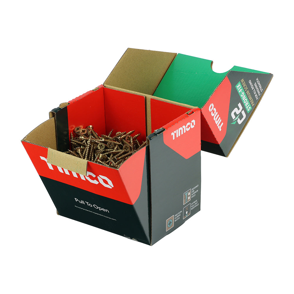 This is an image of Timco - C2 Strong-Fix Screws - PZ - Double Countersunk - Twin-Cut - Yellow 4.0 x 30mm - (1000 PCS Box) 40030C2IND