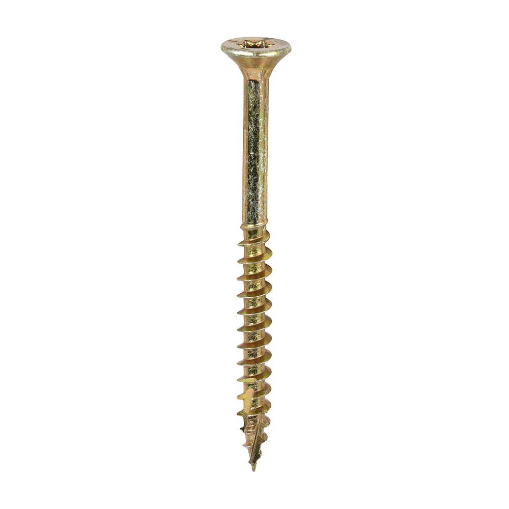 This is an image of Timco - C2 Clamp-Fix Screws - TX - Double Countersunk with Ribs - Twin-Cut - Yellow 4.0 x 50mm - (800 PCS Tub) 40050C2CTUB