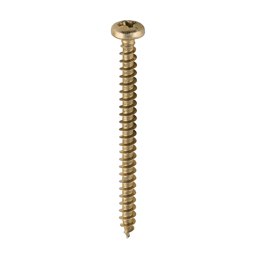 This is an image of Timco - Classic Multi-Purpose Screws - PZ - Pan Head - Yellow 4.0 x 50mm - (200 PCS Box) 40050CLAP